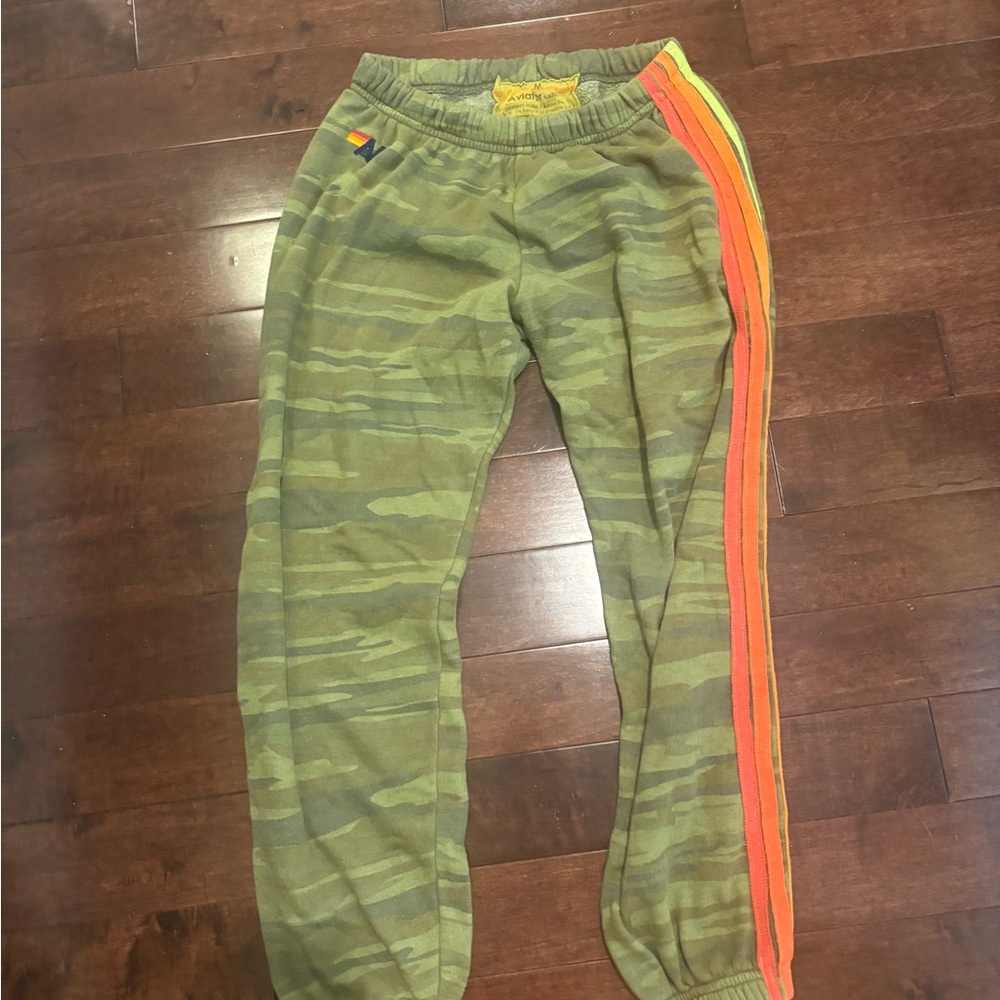 Aviator Nation camo neon striped sweatpants